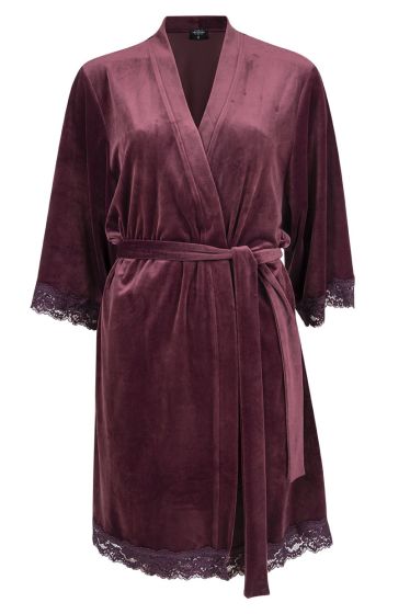 Nightwear Stella morgenkåpe i velur plomme