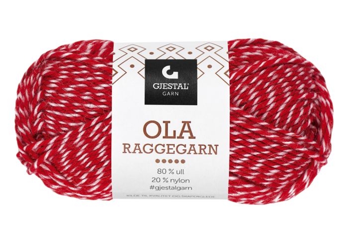 Gjestal Ola raggegarn garnnøste 709-rød/natur