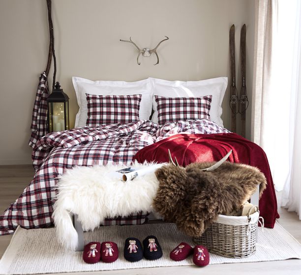 Sengesett flanell Hygge 140x220 Rødrutet