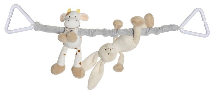 Vognleke kanin & ku 40 cm beige