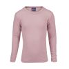 Tom & Trine trøye i 100% merinoull med lang erm og rund hals dus rosa