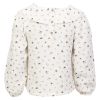 Bluse blomstret i musselin Krem