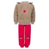 Reinsdyr fleecesett Beige-rød