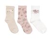 Sokker 3pk blomstermotiv Rosa-beige-offwhite