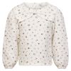 Bluse blomstret i musselin Krem