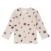 Ribbestrikket genser med dyremotiv Beige