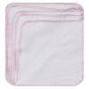 Vaskeklut med kanting i 5pk 28x28cm hvit-rosa..
