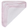 Vaskeklut med kanting i 5pk 28x28cm hvit-rosa..