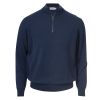 Denim & Casual Carter ullgenser med 1/4 glidelås i hals blåmelert