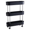 Rullebord 3 etg smalt 46,3x15x63cm Sort
