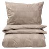 Sengesett Glatt Striper 140x220 Beige