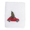 Juleglede Xmas Car håndkle hvit