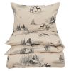 Sov Godt Hjortevik flanell sengesett beige-sort