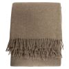 Numedal ullpledd med frynser lys beige.