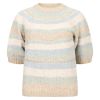 Sanne strikke topp Beige-grønn-blå