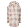 Oversize Hoodie Teddy Fleece Beige-hvit rutete