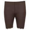 Flora Shorts i merinoull med blondekant Brun