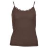 Flora Singlet i merinoull med blondekant Brun