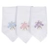Lifetime 3 pk Lommetørkle med broderi hvit