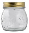Sylteglass 0,25L med skrulokk transparent med gullfarget lokk