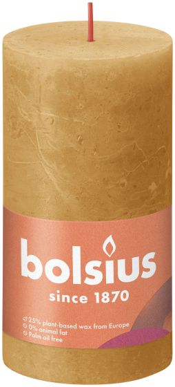 Bolsius Substainable kubbelys 13cm honninggul
