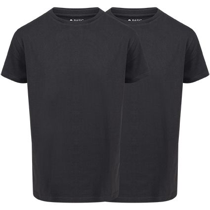 Basic David Casual T-shirt 2 pk rund hals sort