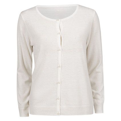 Lifetime Vivian cardigan i angoramiks med perleknapper hvit