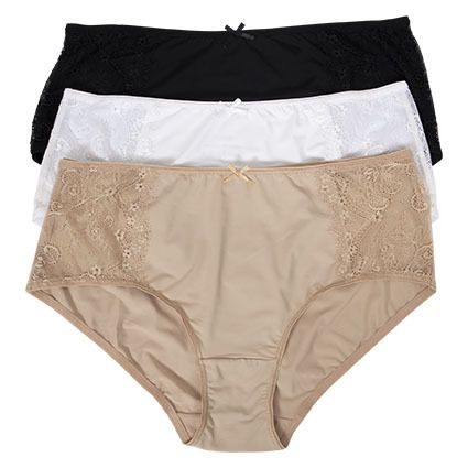 Basic Olivia Midi+ truse 3pk hvit, sort og beige