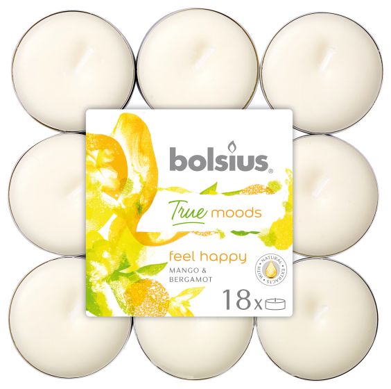 Bolsius telys med duft 4t 18pk feel happy