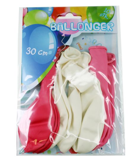 Ballonger 10pk rosa og hvit