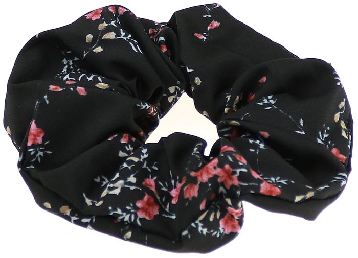 Schrunchie hårstrikk med blomsterprint sort..