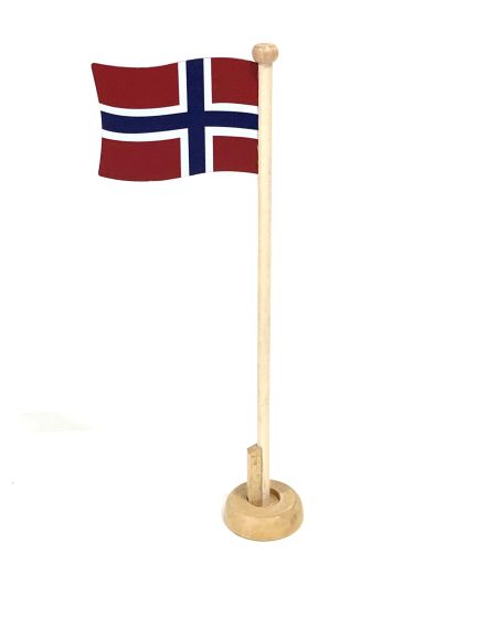 Bordflagg i tre 33 cm, m/ malt treflagg