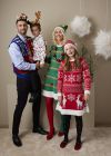 Christmas Snøfnugg kjole med lue til barn rød-hvit.