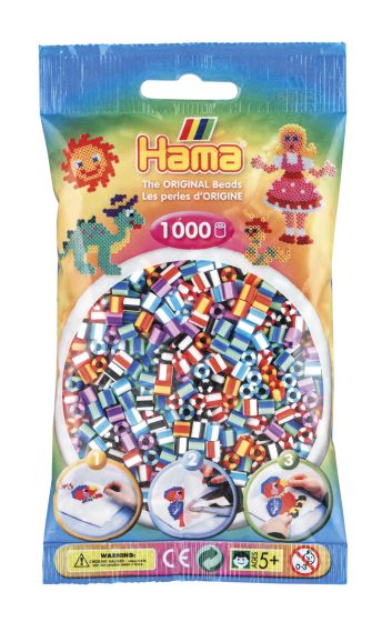 Hama Midi perler 1000 stk stripet stripet flerfarget