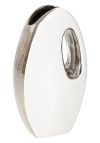 Vase keramikk 24,5cm hvit-sølv hvit