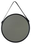 Speil rundt med reim dia 40cm sort