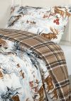 Sov Godt flanell sengesett 140x220cm vendbart mønster skog