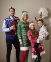 Christmas Snøfnugg kjole med lue til barn rød-hvit.