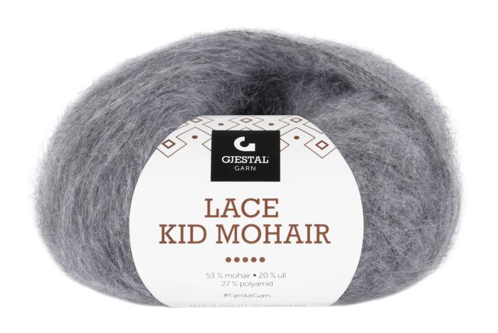 Gjestal Garn Lace Kid Mohair garnnøste 902-mørk grå melert