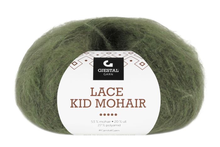 Gjestal Garn Lace Kid Mohair garnnøste 916-armygrønn