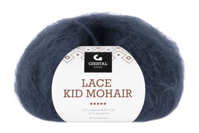 Gjestal Garn Lace Kid Mohair garnnøste 920-indigo melert