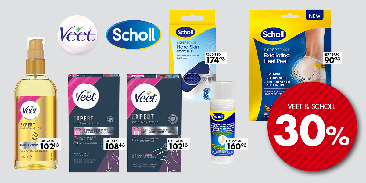Veet og Scholl -30%