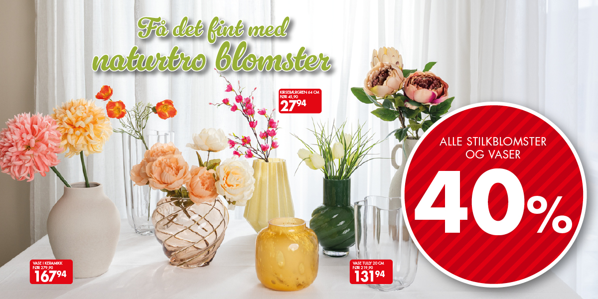 Stilkblomster og vaser -40%