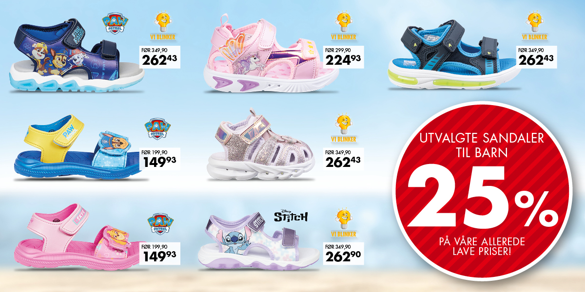 Utvalgte sandaler til barn -25%