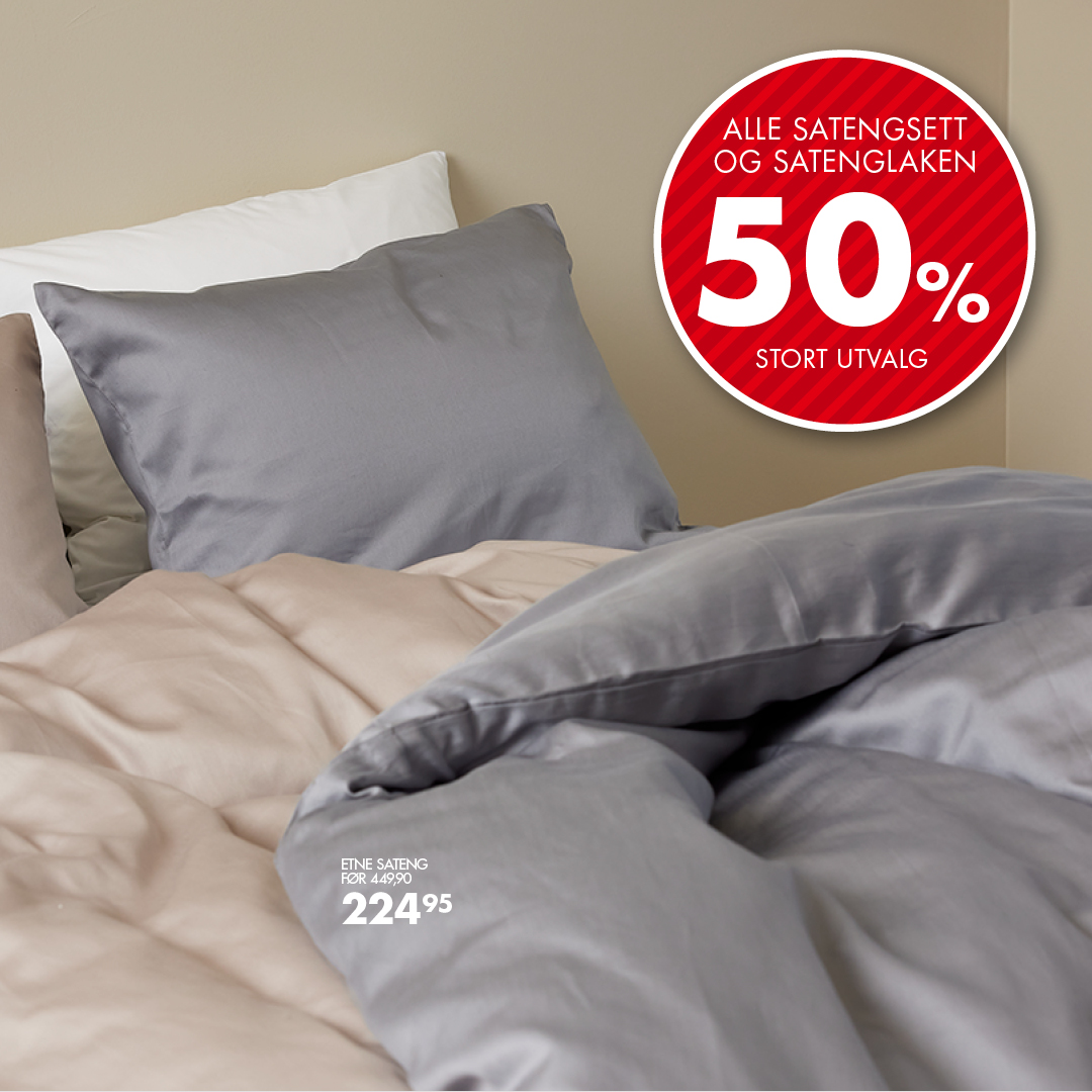 Alle satengsengesett og laken -50%
