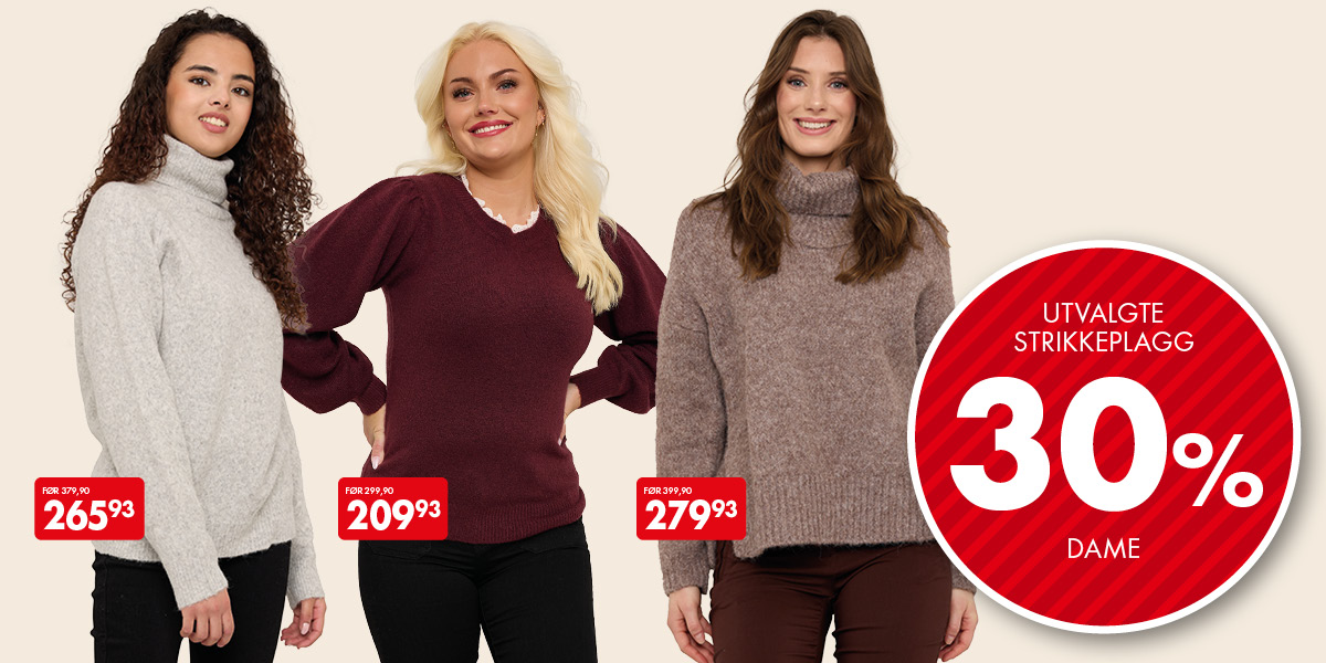 Utvalgte strikkeplagg til dame -30%